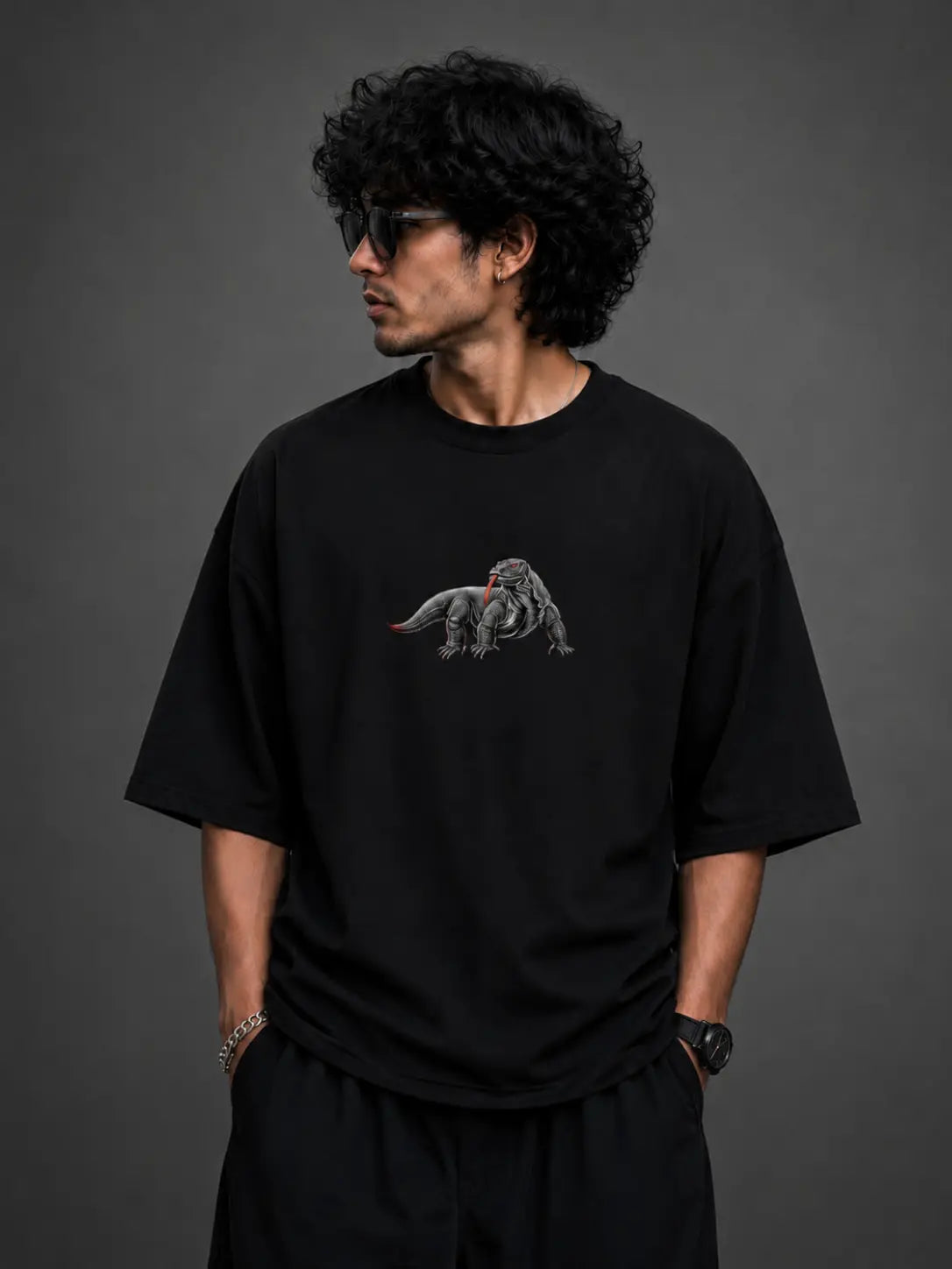Komodo Wrath - Premium Black Oversized T-Shirt