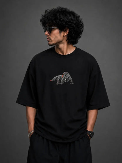 Komodo Wrath - Premium Black Oversized T-Shirt