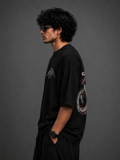 Komodo Wrath - Premium Black Oversized T-Shirt