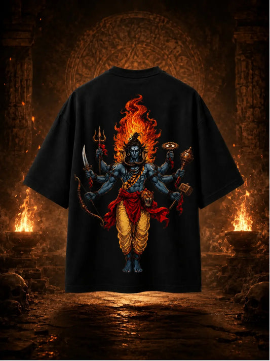 Mahadev Power – Oversized Black Graphic T-Shirt