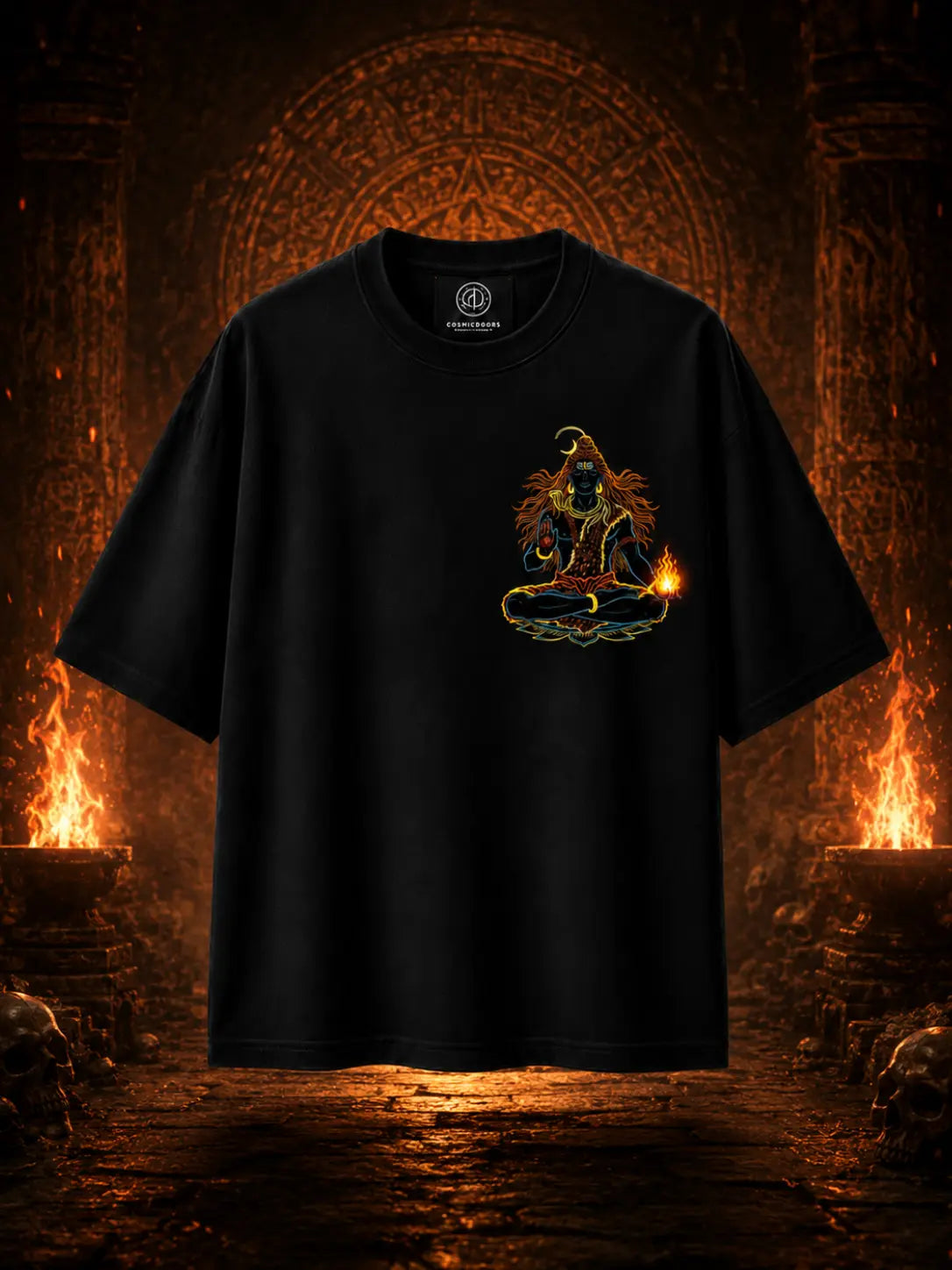 Mahadev Power – Oversized Black Graphic T-Shirt