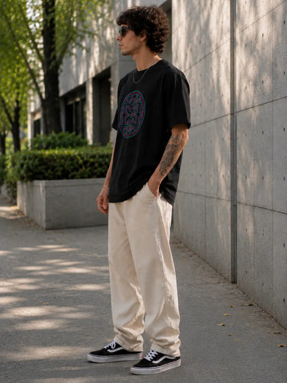 Shipibo Mandala Vision Premium Black Graphic Regular Fit T-Shirt