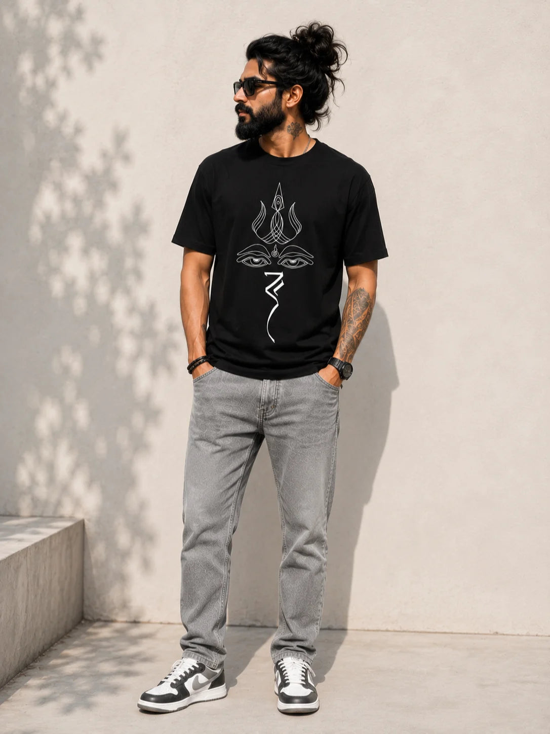 Shiva Shakti Black Regular Fit T-Shirt