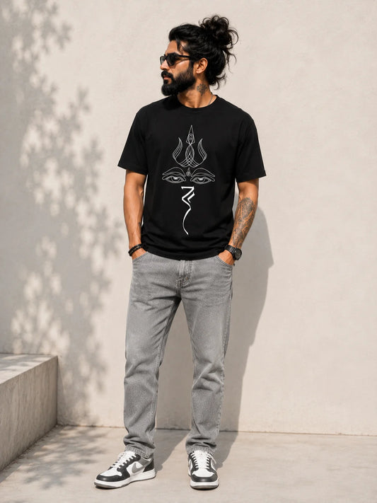 Shiva Shakti Black Regular Fit T-Shirt