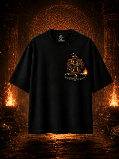 Mahadev Power – Oversized Black Graphic T-Shirt